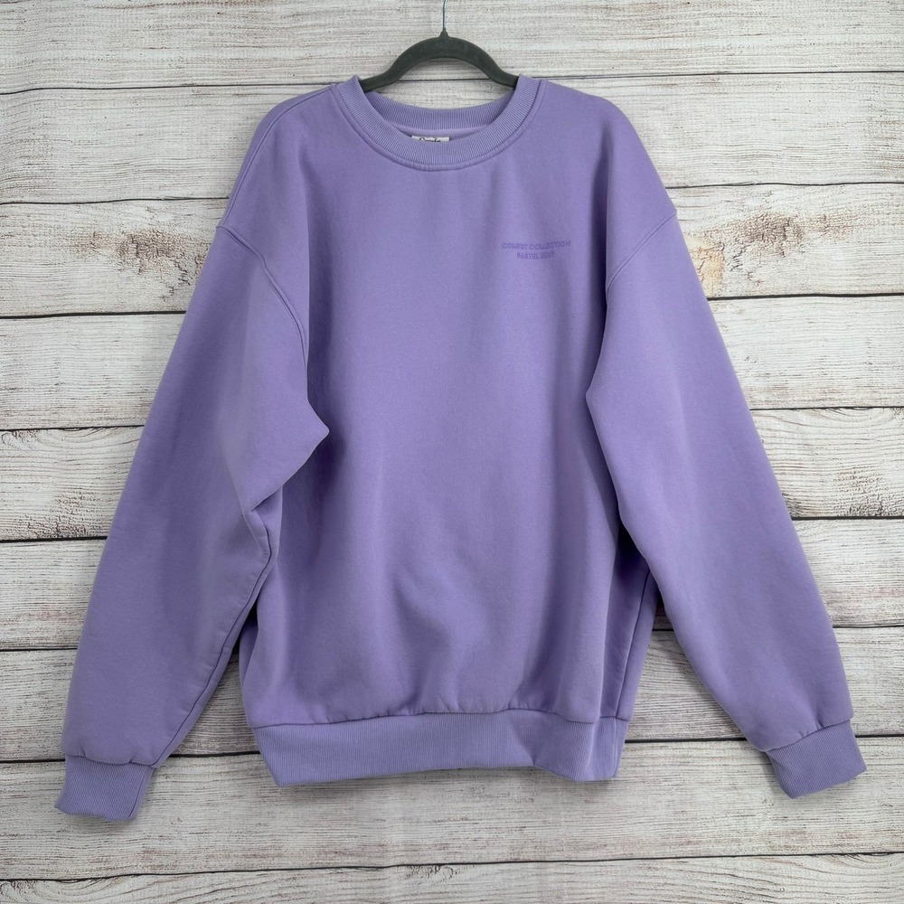Comfrt Sweatshirt Women XL Purple Pastel Edit Crewneck Fleece Pullover